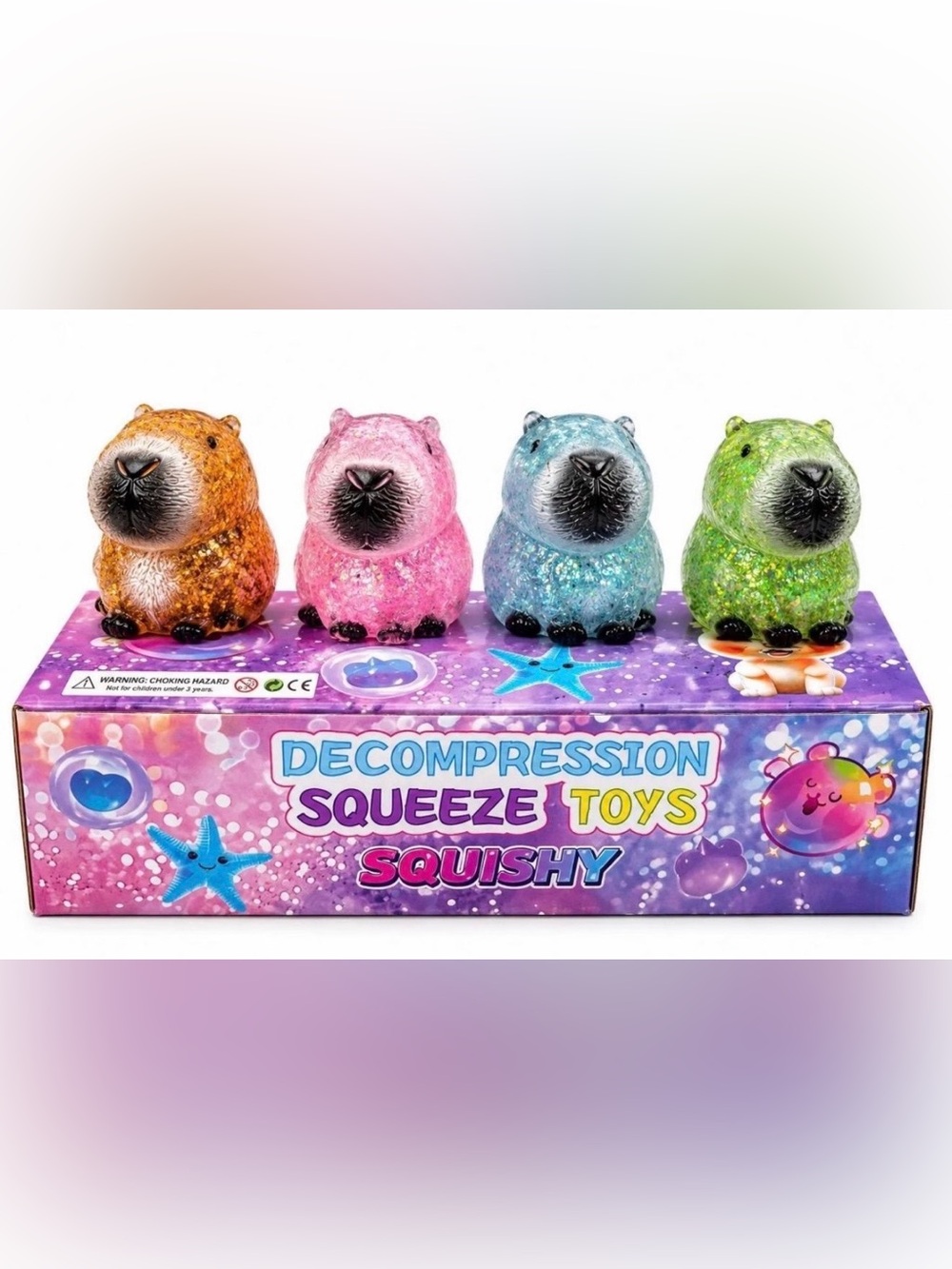 2 glitter capybaras slow rise squishy